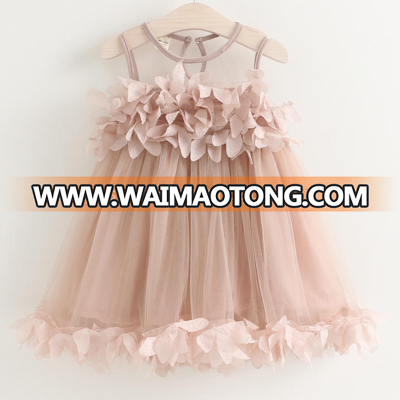 AL1017G Fashionable floral applique princess dress one piece girls party dresses